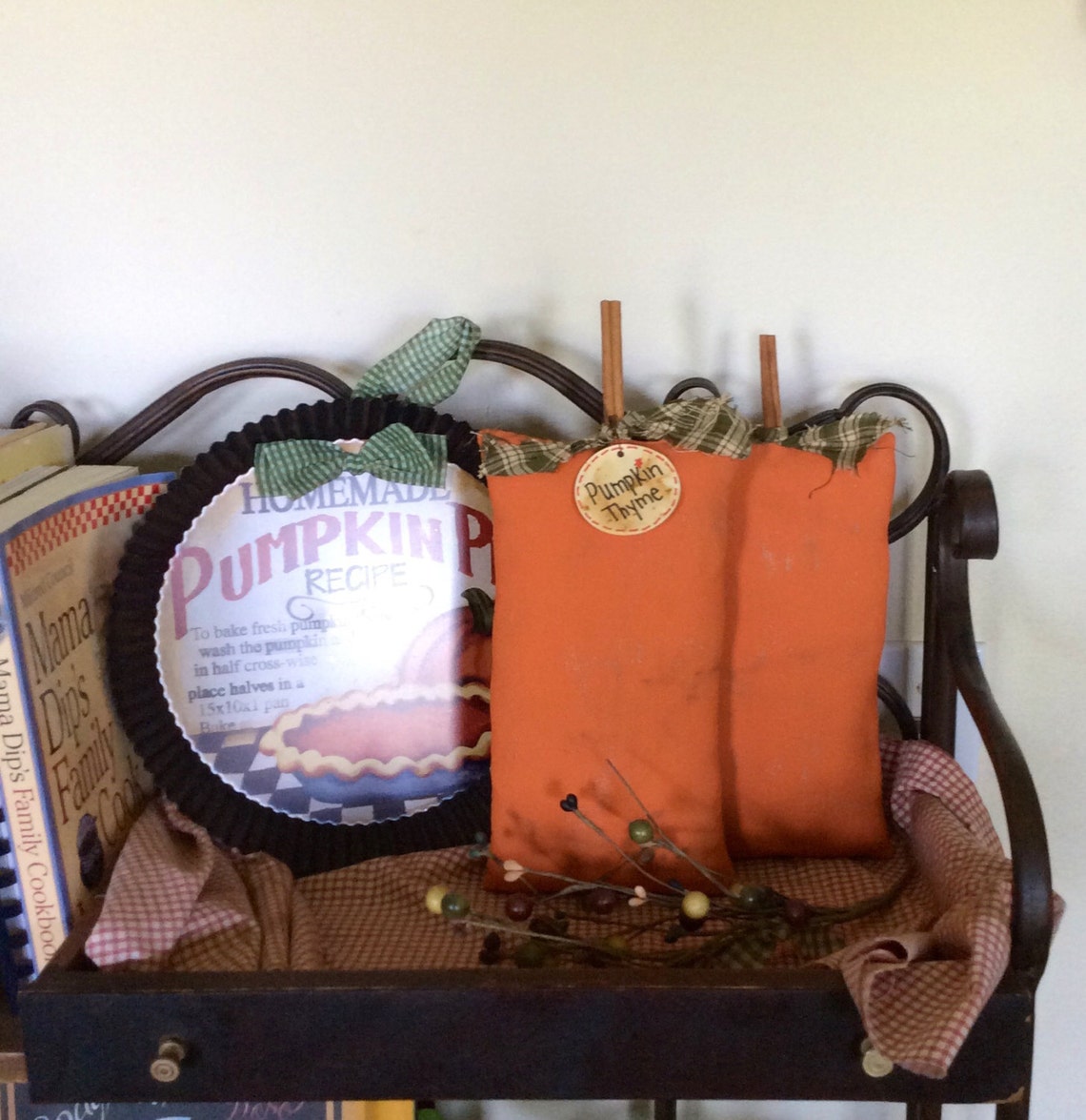 Set of two primitive pumpkin shelf sitters Etsy