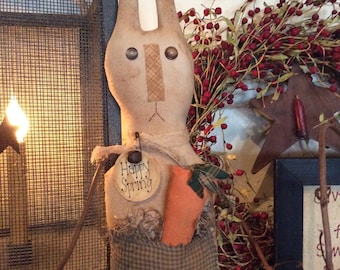 Primitive bunny shelf sitter with carrot