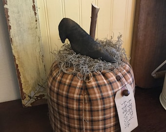 Primitive pumpkin with crow