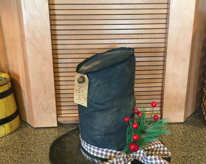 Snowman Velvet Top Hat 8.25 Diameter, Christmas Wreath Embellishment