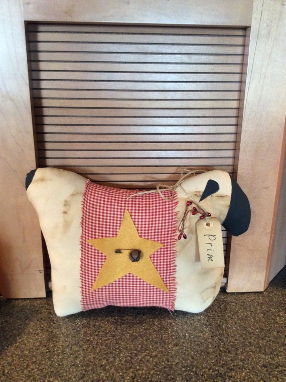 Primitive sheep shelf sitter with star/sheep pillow Etsy