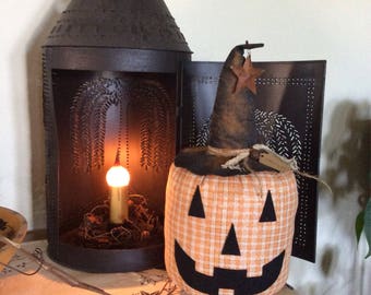 Pumpkin with primitive witch hat