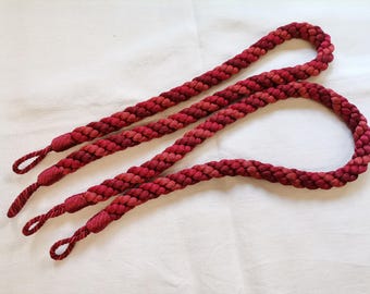 Par de alzapaños de cuerda roja estilo vintage francés con pasamanería (A389)