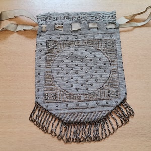 Borsa a mano francese anticata metallizzata con micro perline/reticolo di strass (A333)
