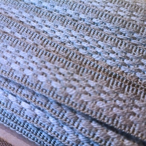 French Vintage Light Blue Viscose Passementerie Upholstery Trim (A178)