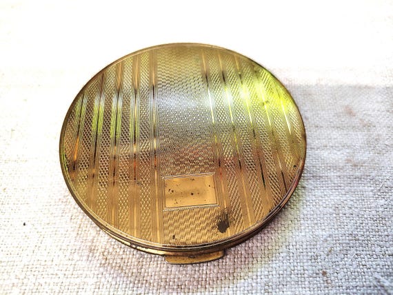 Stratton English Vintage Gold Tone Mirrored Powder Compact (A606)