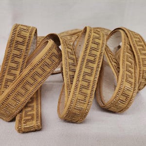 4 1/2 Yards French Vintage Reclaimed Golden Viscose 15/16&quot; Passementerie Upholstery Trim (A524)