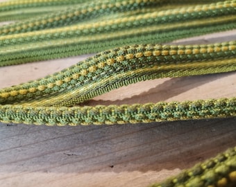 French Vintage Sage Green / Golden Yellow Viscose Upholstery Piping Cord Trim A194