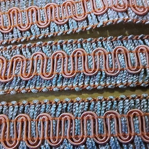 Passamaneria in viscosa francese vintage azzurro e rosa da 5/8" A204