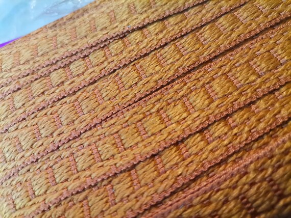 Garniture de rembourrage tissé en viscose orange brûlé vintage français A131