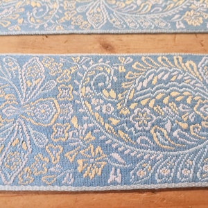8 Yards French Vintage Blue & Cream 3&quot; Woven Viscose Floral Trim (A222)