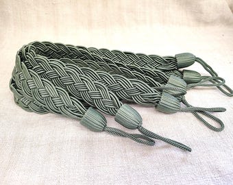 Par djuphavsgröna franska vintage passementerie-gardinband (A596)