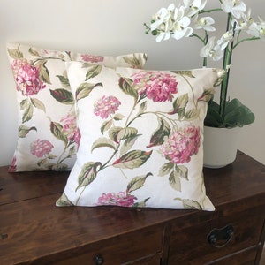 Laura Ashley Hydrangea Pink Cushion Cover: Handmade Reversible Pillow