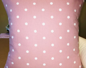 Cushion in Dotty rose pink white spots children's bedroom nursery gift