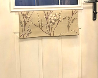Front door letter box decorative draught excluder in Laura Ashley Pussy Willow Natural fabric, cottage style, birthday gift, home styling.