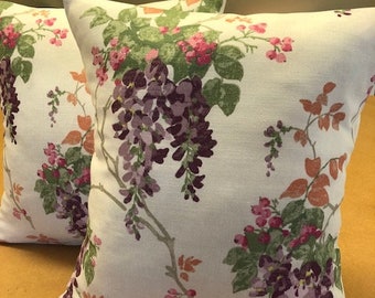 One handmade reversible cushion in Laura Ashley Wisteria Grape fabric bedroom cushions lounge armchair purple floral birthday gift