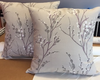 One handmade Reversible Cushion in Laura Ashley Pussy Willow Natural Fabric