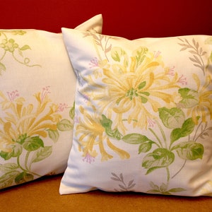Handmade Laura Ashley Honeysuckle Cushion: Camomile Yellow Floral Pillow