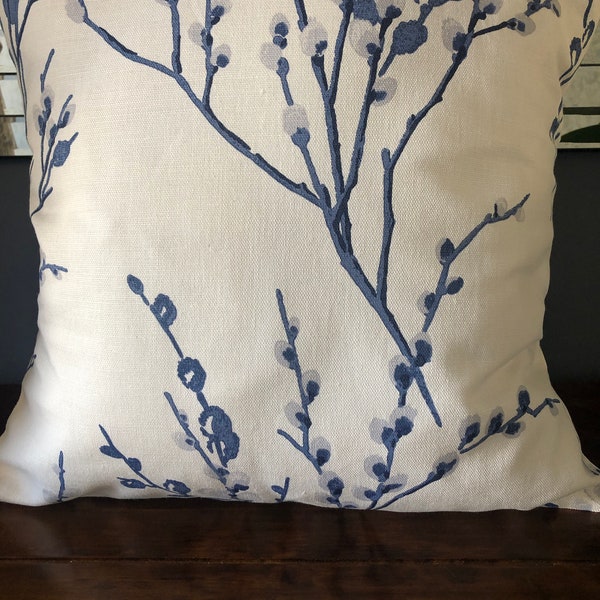 Reversible cushion in Laura Ashley Pussy Willow Midnight navy blue bedroom lounge sofa chair birthday gift