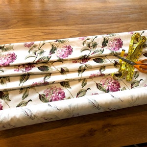 Custom Roman Blind floral print Laura Ashley Hydrangea pink print lounge roman blind bedroom pink cream colour