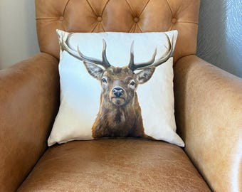 Handmade cushion cover with Stags head