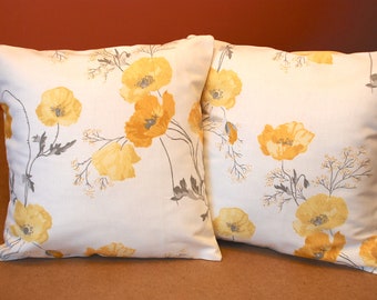 Cushion in Laura Ashley Poppy Meadow Primrose yellow bedroom chair lounge cottage garden flowers birthday Christmas present
