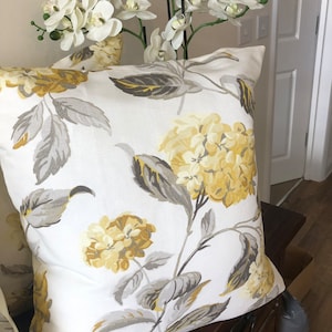 One handmade cushion in Laura Ashley Hydrangea camomile fabric yellow flowers bedroom lounge couch armchair birthday gift garden chair