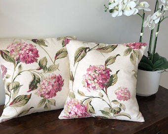Handmade Laura Ashley Hydrangea Cushion: Pink Floral Pillow