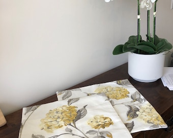 Handmade Laura Ashley Hydrangea Cushion Cover: Yellow Floral Pillow