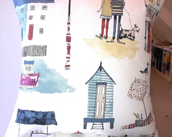 Cushion in Seaside  birthday gift holiday home coastal cottage beach hut retirement dog walks