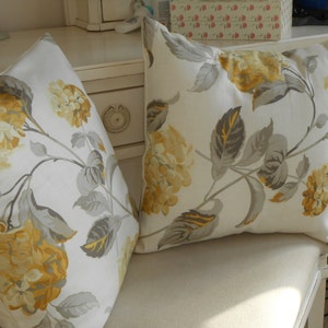 One handmade cushion in Laura Ashley Hydrangea camomile fabric yellow flowers bedroom lounge couch armchair birthday gift garden chair image 4