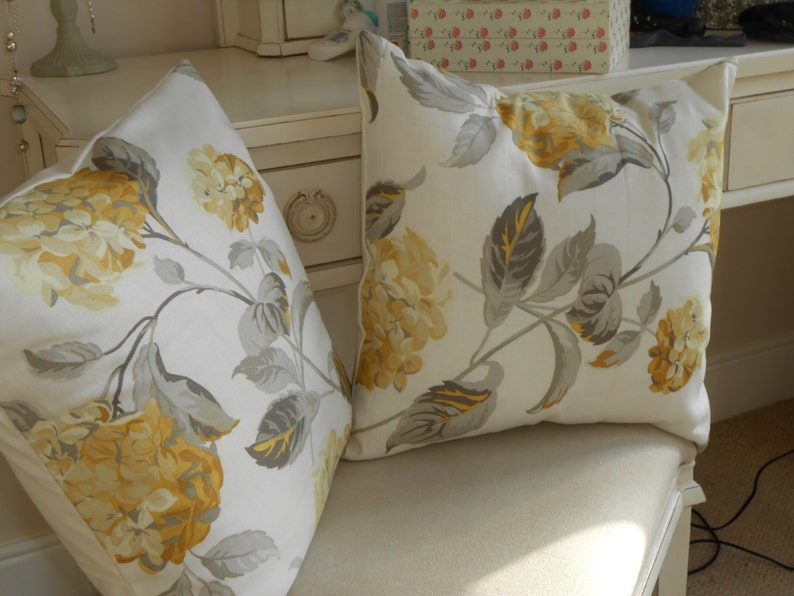 One handmade cushion in Laura Ashley Hydrangea camomile fabric yellow flowers bedroom lounge couch armchair birthday gift garden chair image 4