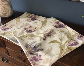 Two cushion covers in Laura Ashley Gosford Plum purple tulip floral pattern lounge bedroom armchair couch cottage birthday present
