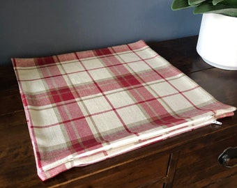 Two Reversible Cushion covers Laura Ashley Highland Check Cranberry gift lounge bedroom Christmas present tartan Scottish  armchair cushion