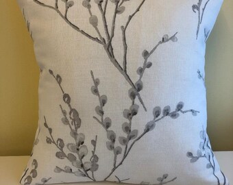 Handmade Reversible cushion in Laura Ashley Pussy Willow Off-White Steel