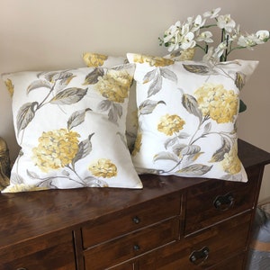 One handmade cushion in Laura Ashley Hydrangea camomile fabric yellow flowers bedroom lounge couch armchair birthday gift garden chair image 3