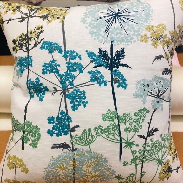 Cushion Voyage Hedgerow in Pistachio green plants and shrubs garden room summer house lounge gardener gift nature lover