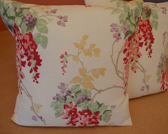 One handmade reversible cushion in Laura Ashley Wisteria cranberry fabric bedroom cushions lounge armchair red floral birthday gift garden