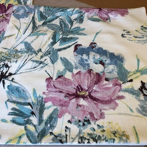 One handmade reversible cushion in Laura Ashley Cosmos Off White Green Fabric