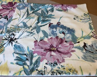 Handmade reversible cushion in Laura Ashley Cosmos Off White Green Fabric