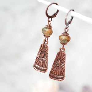 Final stock clearance no restocking 50% Boho chick earrings, sun copper errings, festival beaded earrings, Estibela design, 5.5cm 2 image 1