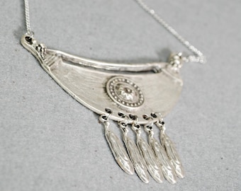 Western-inspired Spiritual Jewelry with Oxidized Silver Finish - Cowgirl Necklace, Lucky Fringe Necklace