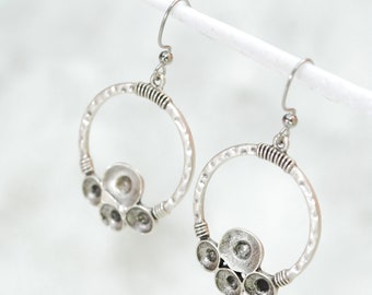 Round antigue silver earrings / Unique design earrings / Large big earrings / Estibela 5cm - 2 inches