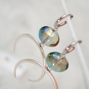 Large half moon earrings, big oval glass earrings, stainless steel hook, 6.5cm 2.5 image 5