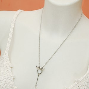 Minimalist Freshwater Pearl Necklace Choker with Stainless Steel Chain. image 7