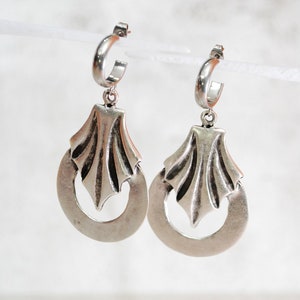 Abstract shape silver earrings, tribal earrings, boho earrings, free style, uniqe design 6,5cm 2 1/2 image 1