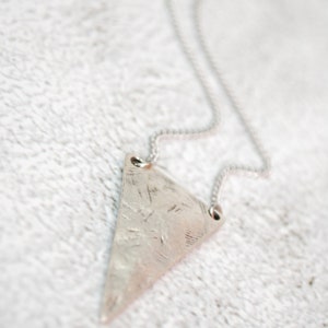 LAST ONE Final stock clearance no restocking 50% Geometric texture triangle pendant, boho silver stainless steel chain necklace image 6