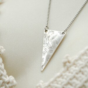 LAST ONE Final stock clearance no restocking 50% Geometric texture triangle pendant, boho silver stainless steel chain necklace image 8