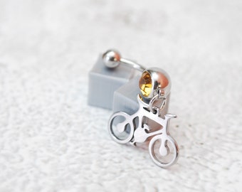 Bicycle belly ring, bike charm, gift for friend, cycling accessories, bike tours, Adventure holidays, Sport