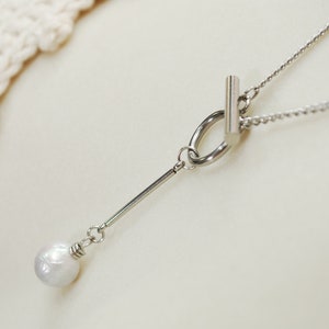 Minimalist Freshwater Pearl Necklace Choker with Stainless Steel Chain. image 9